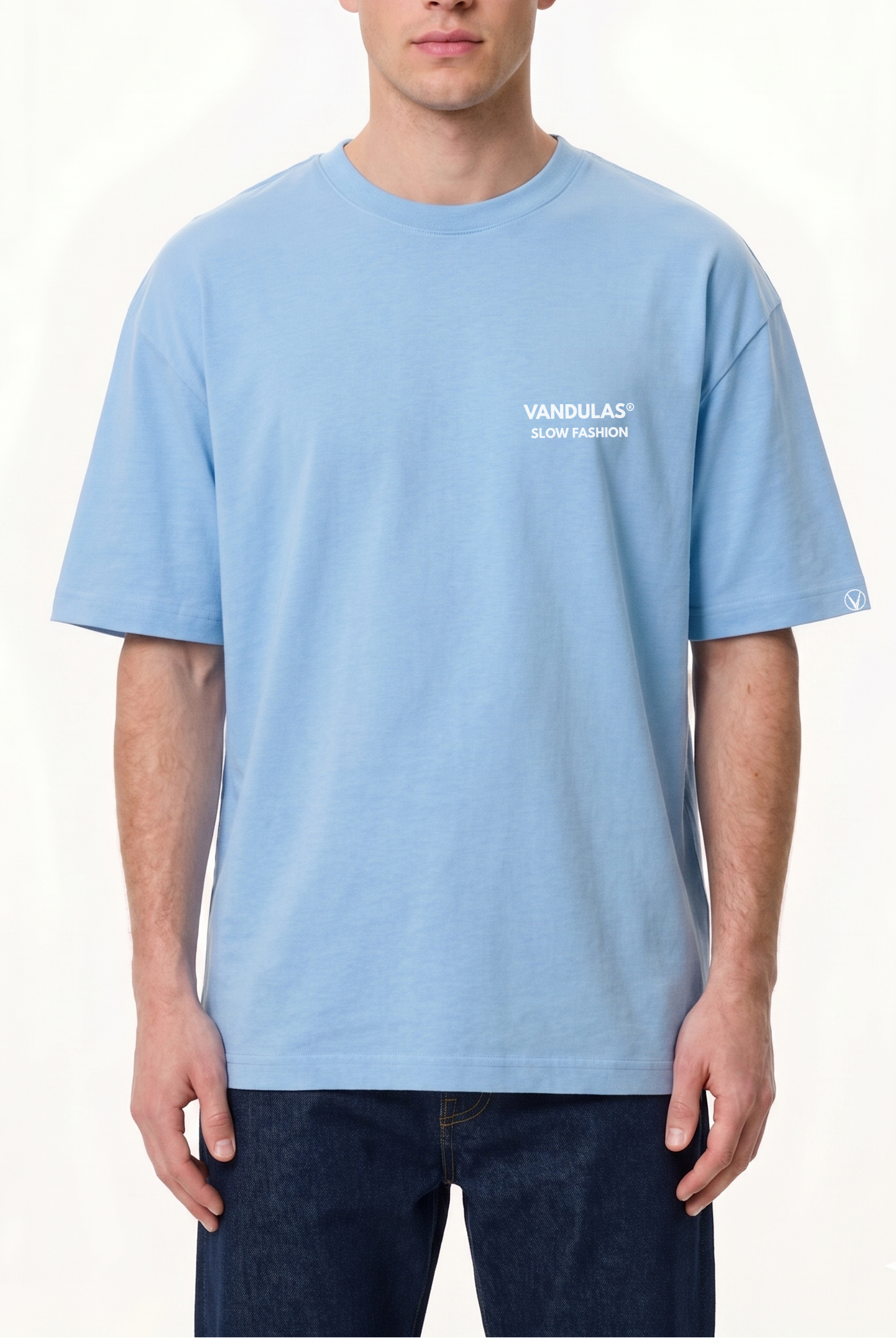 Vandulas® Core Logo Tee – Sky Blue / White