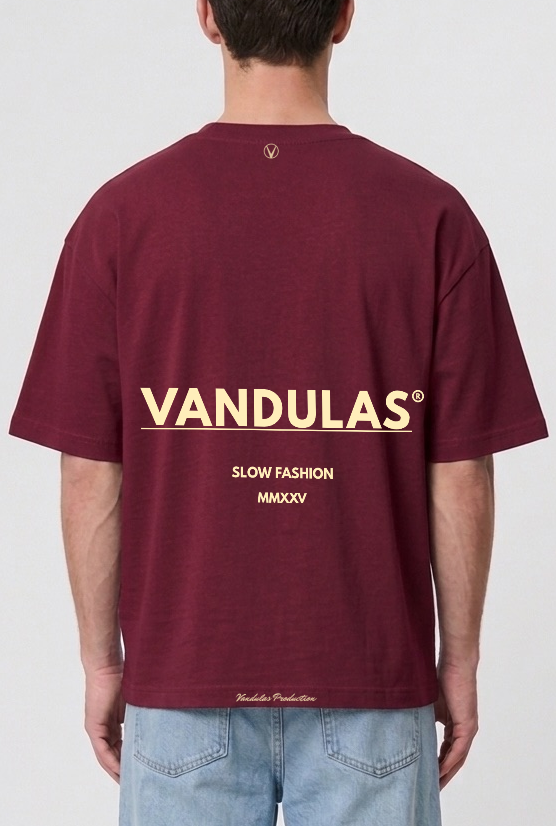 Vandulas® Core Logo Tee – Burgundy / Cream