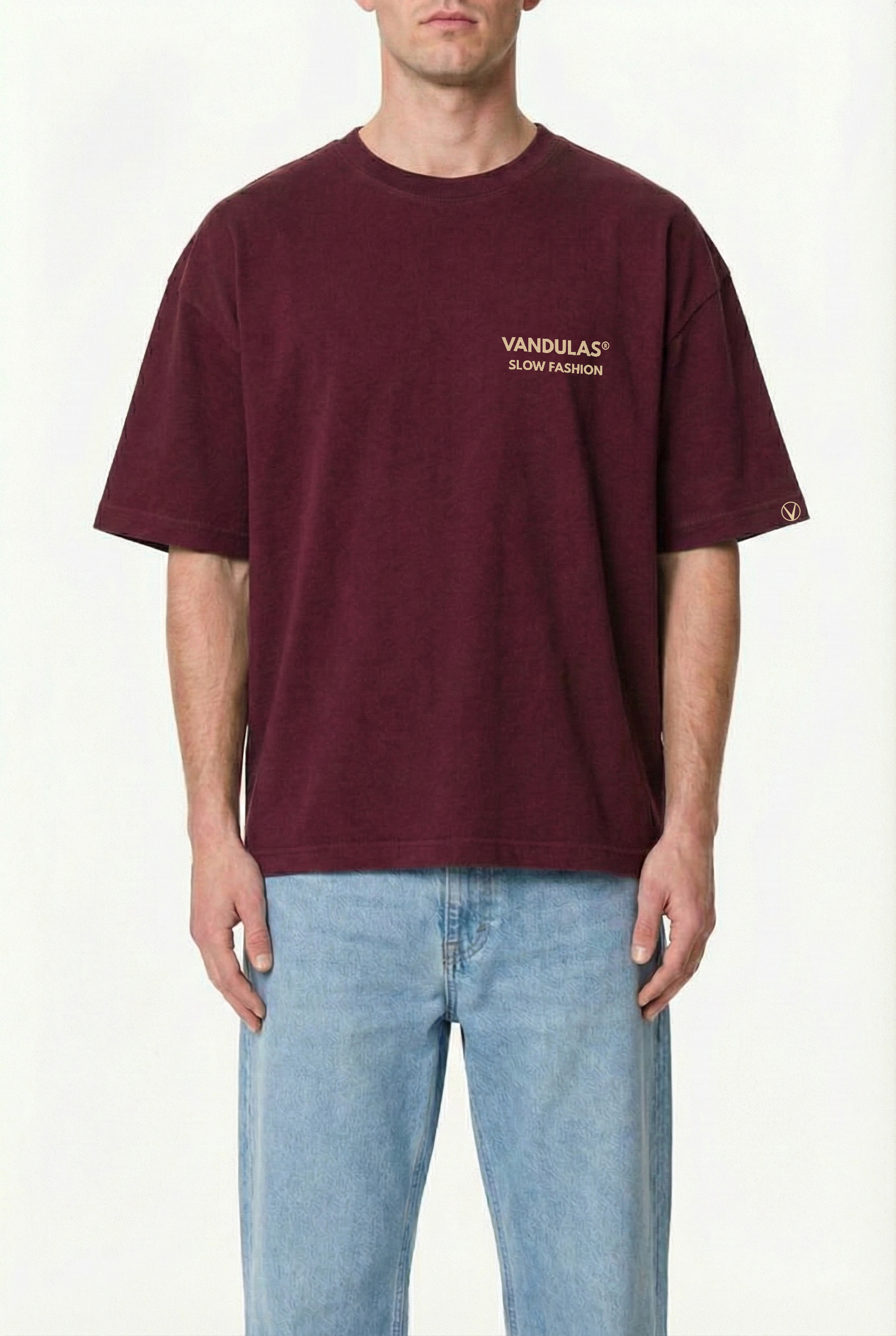 Vandulas® Core Logo Tee – Burgundy / Cream