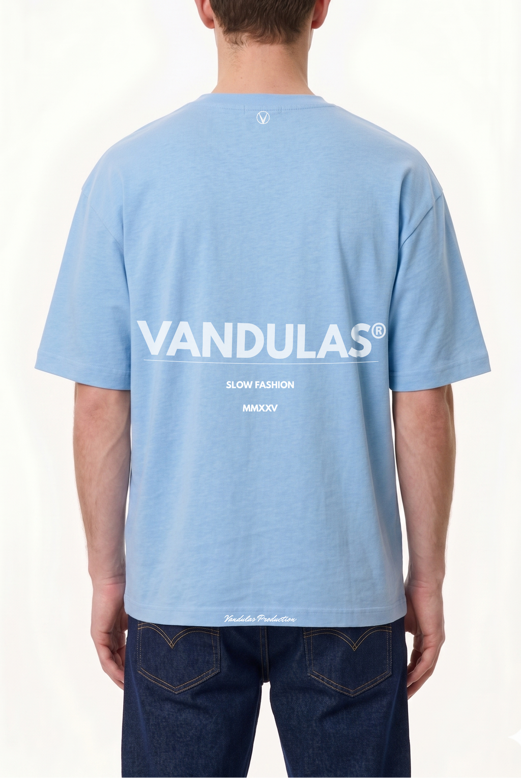 Vandulas® Core Logo Tee – Sky Blue / White